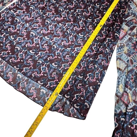 NWT Anna Sui Dark Floral Blouse Sz.6 Multi Crepe Lurex Fairy Designer Boho 90s - Picture 7 of 15